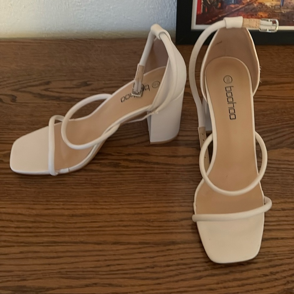 White chunky heels